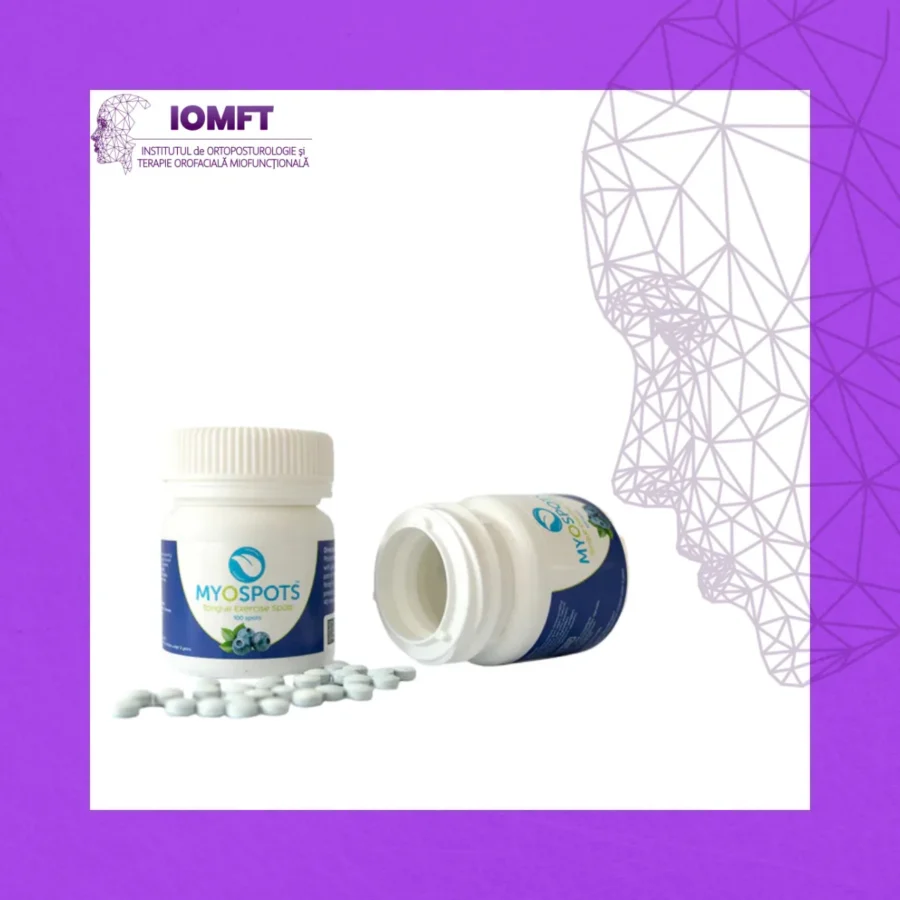 Myospots - Dispozitive pentru Reeducarea Respirației și Poziției Limbii (aromă afine, 100 bucăți)
